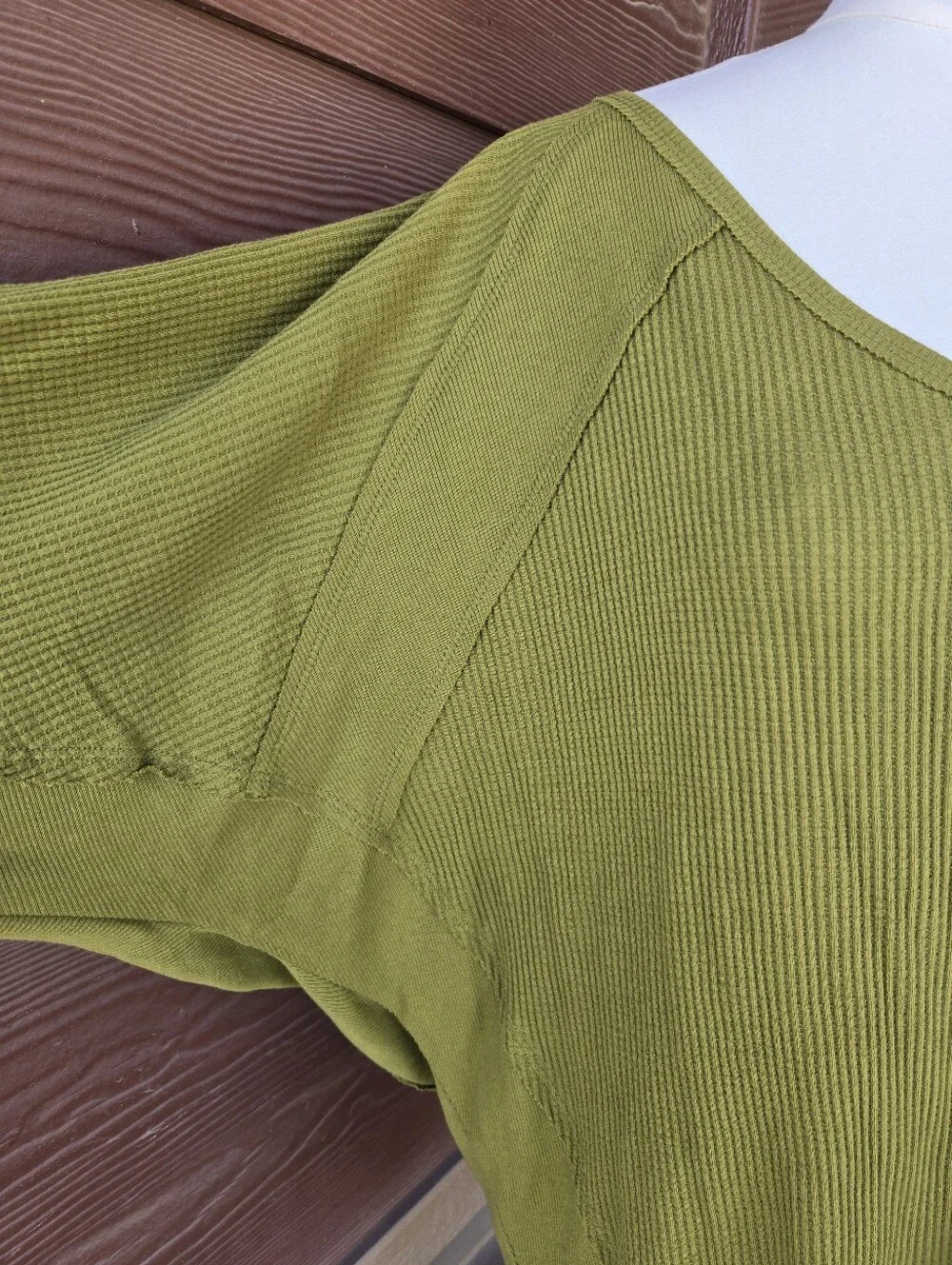 NWT Free People Santa Clara Olive Waffle Oversized Long Sleeve Top – Medium